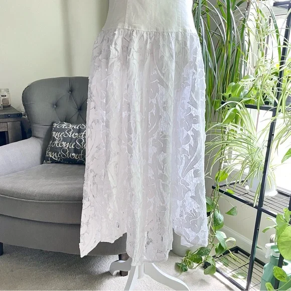 Anthropologie Pilcro Sleeveless Lace Drop Waist Midi Dress Ivory White NWT 8 - Picture 10 of 16